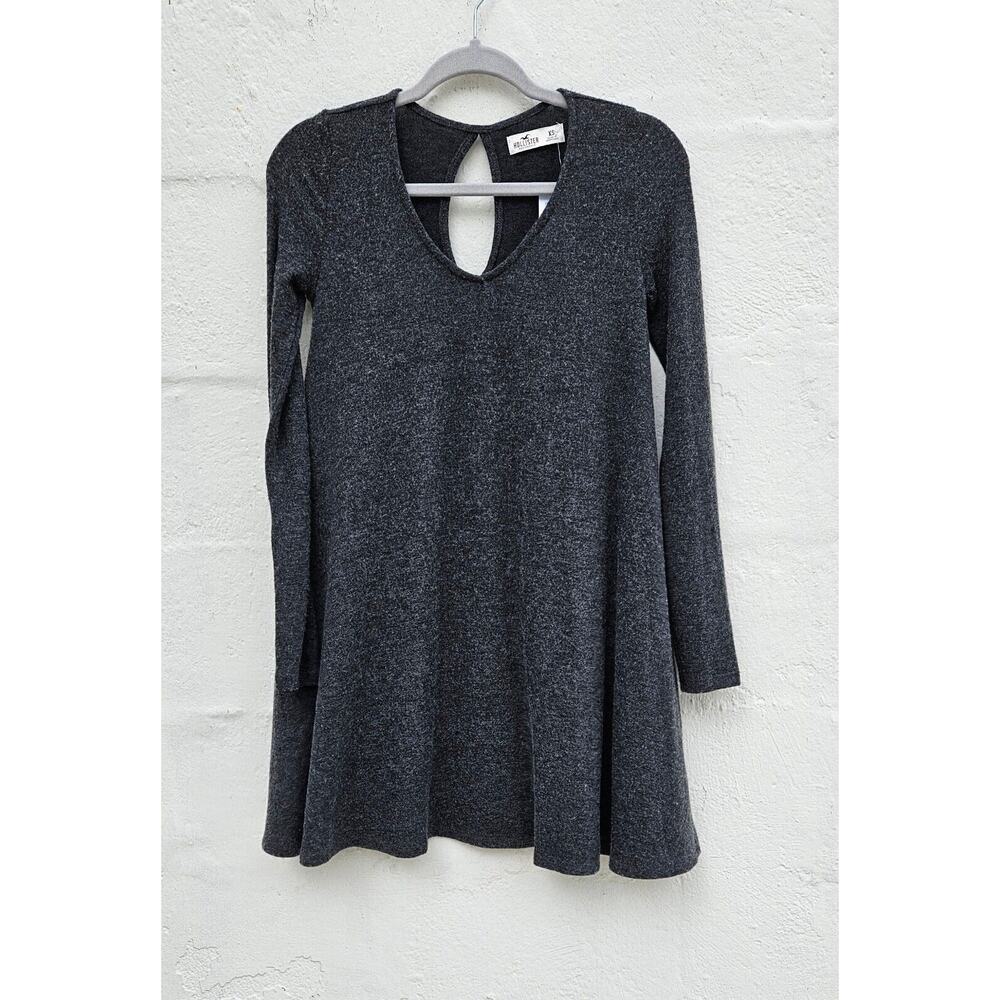 Hollister Dress Womens‎ XS Gray Knit Long Sleeve Mini Soft Stretch Flowy Comfy